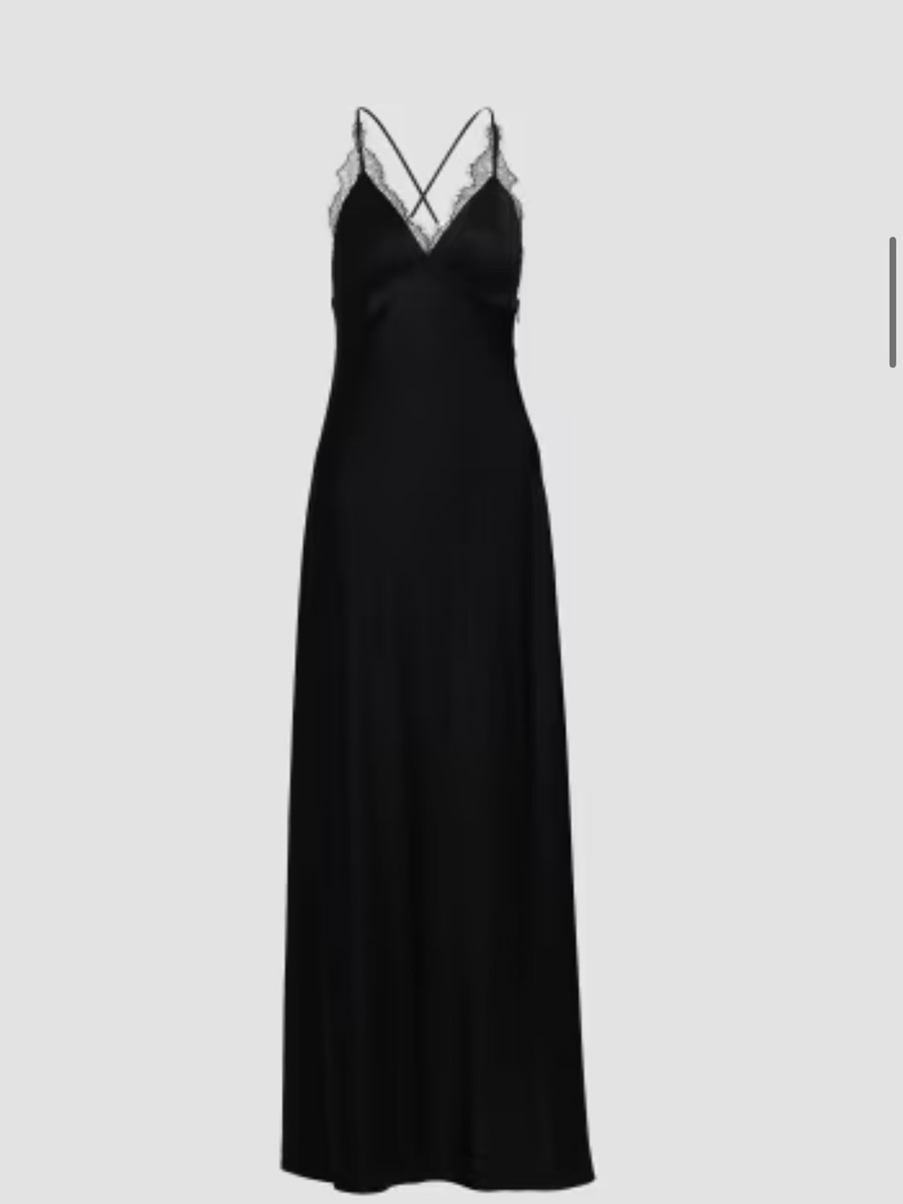 Kobi Halperin Black Lace-Trim Slip Maxi Dress with Crisscross Straps
